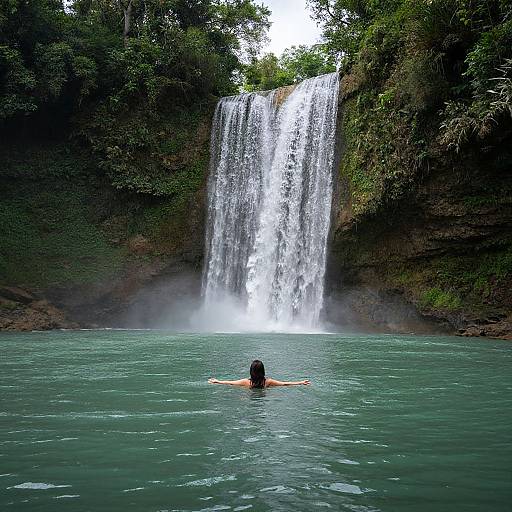 Serene Kawasan Falls with Floating Woman