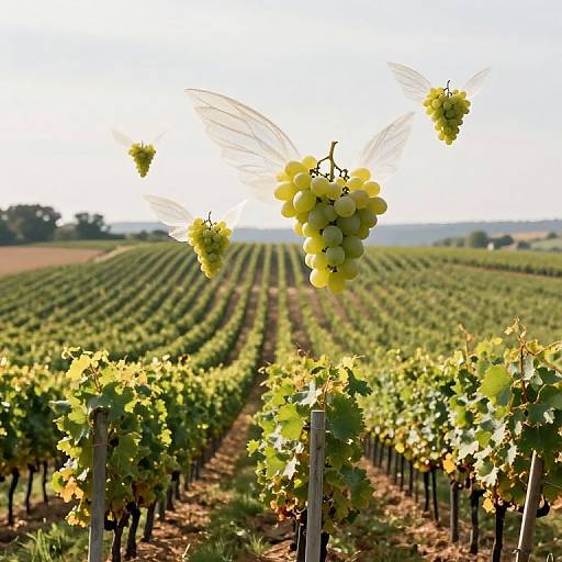 Ethereal Grapes Soaring Over Vineyard