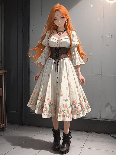 Boho Chic Woman in Floral Maxi Dress