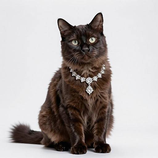 Moggie Cat Wearing Diamond Necklace
