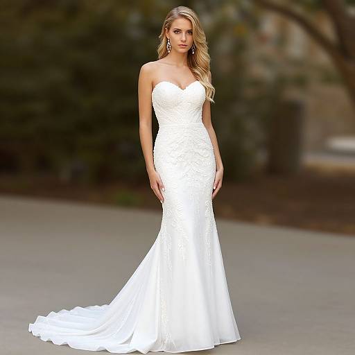 Stunning Blonde in White Prom Gown