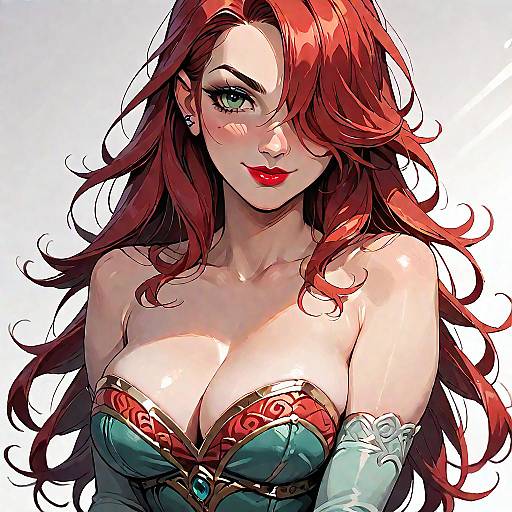 Stylish Anime Girl with Red Hair