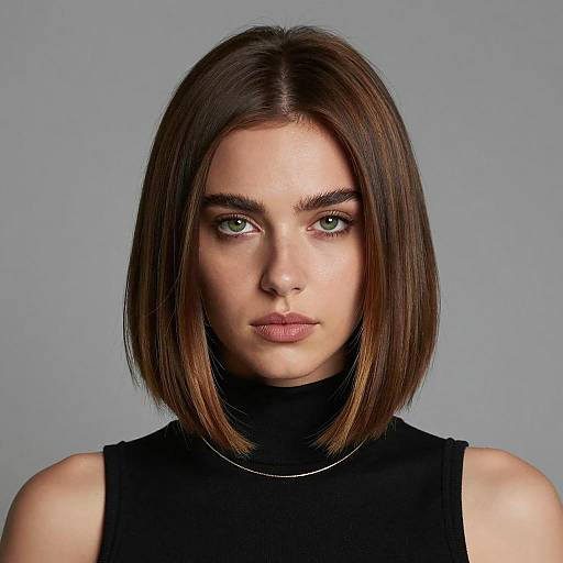 Young Woman with Modern Long Bob Hairstyle