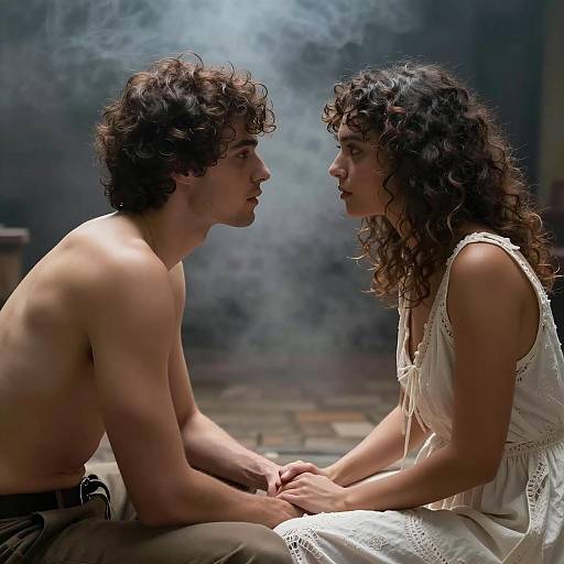 Intense Moment Between Couple Holding Hands