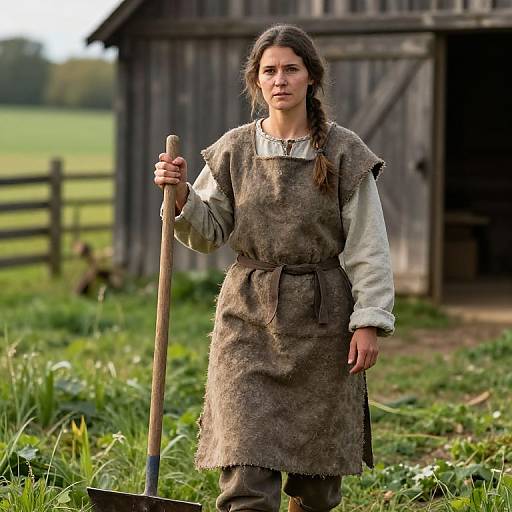 Realistic Medieval Female Farmer Scene