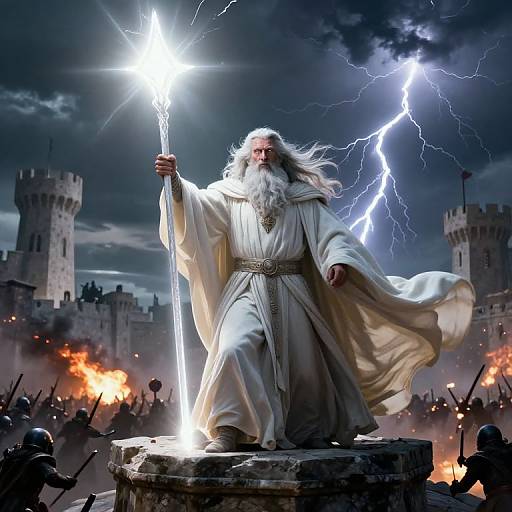 Epic Battle Scene of Gandalf the White