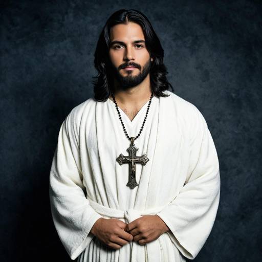 Man in Jesus Halloween Costume with Cross Necklace