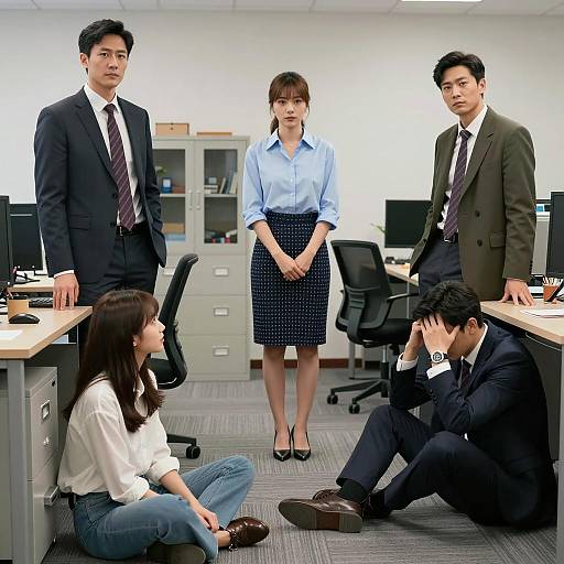 Dynamic Office Scene with Five People