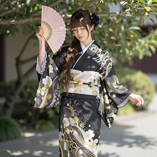 Elegant Asian Woman in Traditional Kimono