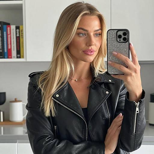 Chic Mirror Selfie in Modern Kitchen