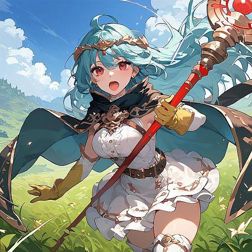 Magical Anime Character in Dynamic Outdoor Scene