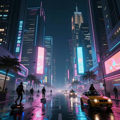 Vibrant Cyberpunk Cityscape at Night
