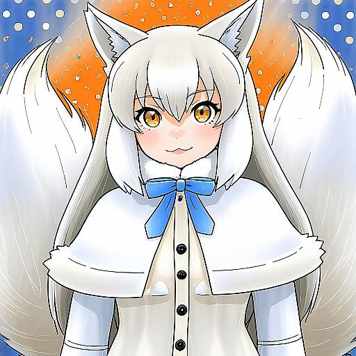 Illustration of Arctic fox (kemono friends), kemono friends in the style of Munlu (wolupus)