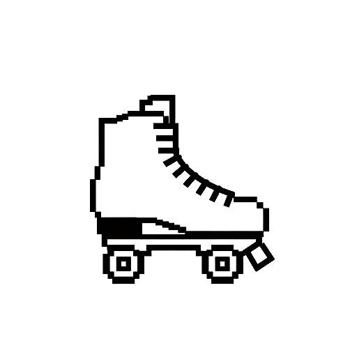 Black and white pixel art of a simplistic, blocky handgun with a curved barrel and trigger, set against a plain white background.