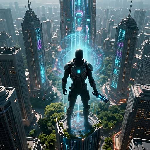 Futuristic Urban Forest Skyline