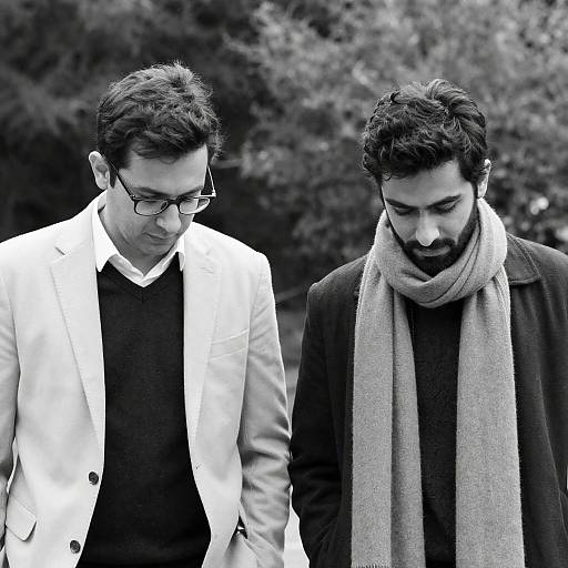 Candid Black-and-White Portrait of Two Men