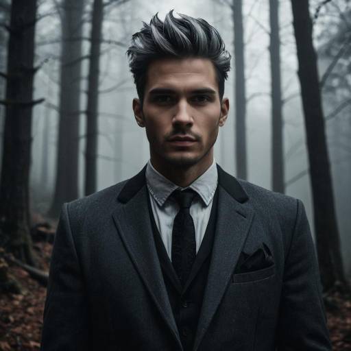 Gothic Man in Foggy Haunted Forest