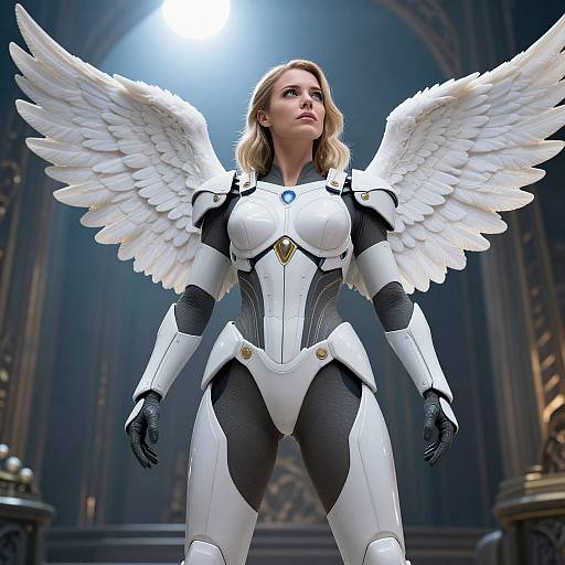 Futuristic Angelic Warrior in Asgard