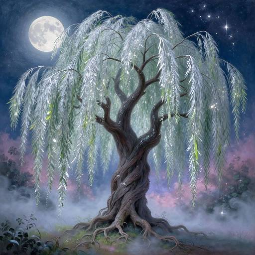 Enchanted Silver Willow Tree Painting