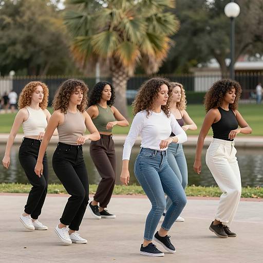Joyful Dance by the Pond in Sunlight