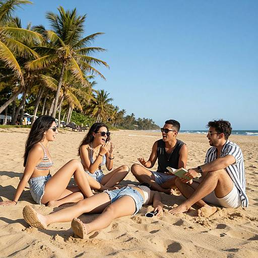 Joyful Friends Enjoying Tropical Beach Day