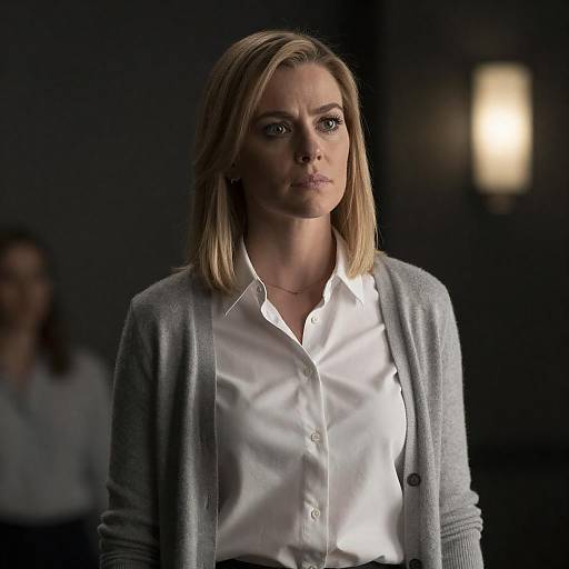 Serious Blonde Woman in Dim Light