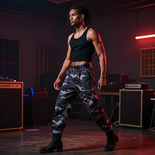 Male Model in Grunge Rehearsal Space