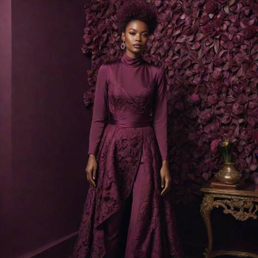 Elegant African Woman in Burgundy Evening Dress