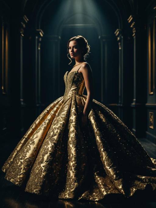 Cinematic Glamour: Woman in Mini Ball Gown