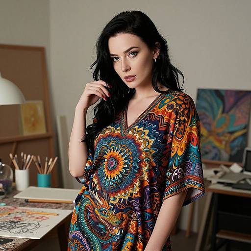 Psychedelic Woman with Pet Dragon