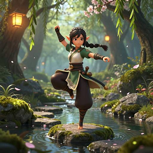 Petite Halfling Monk Sparring With Willow