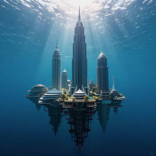 Surreal Underwater Floating Skyscrapers