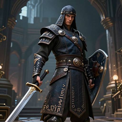 Cyberpunk Warrior Monk in Castle