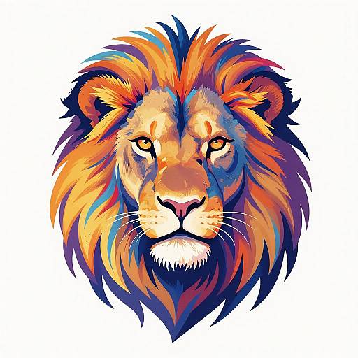 Vibrant Digital Lion Artwork with Colorful Palette