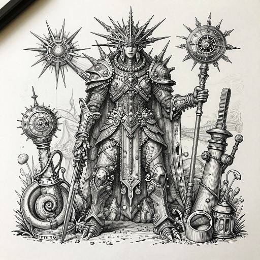 Hyper-Realistic Fantasy Line Art