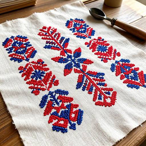 Rustic Folk Broderie on Linen