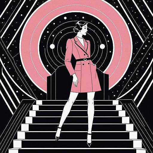 Elegant Woman on Geometric Stairs