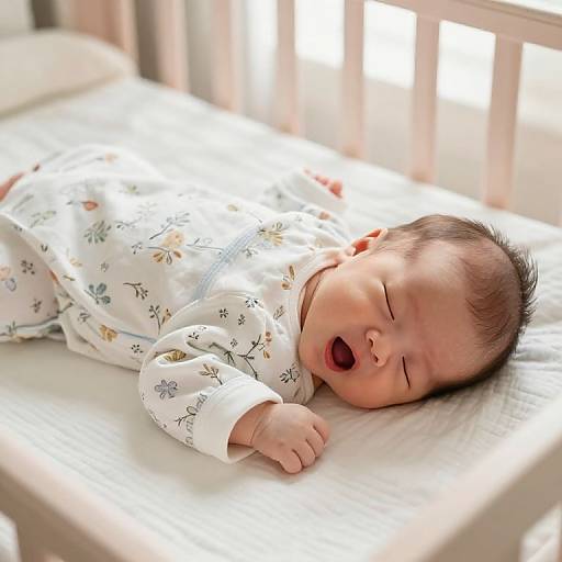 Peaceful Newborn in Floral Sleeping Suit