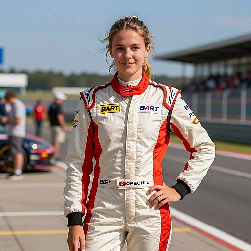 Confident Woman in Racing Costume