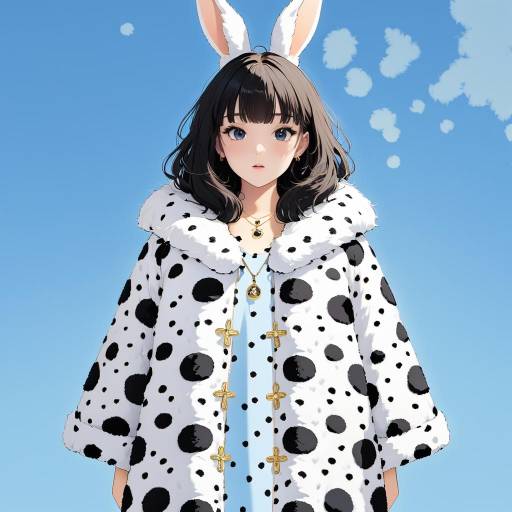 Fluffy Spotted Rabbit Under Blue Sky Fluffy Spotted Rabbit Under Blue Sky