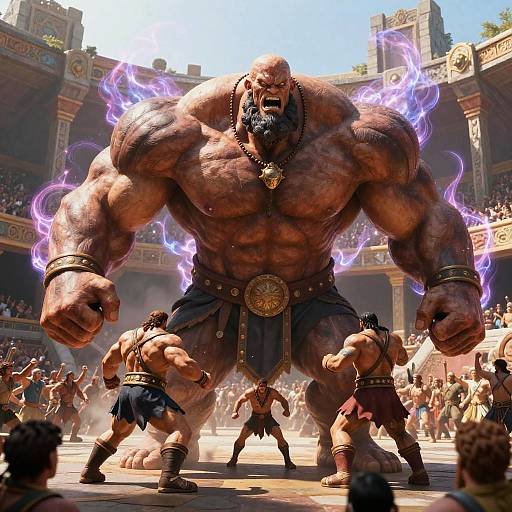 Colossal Bodybuilders in Fantasy Arena