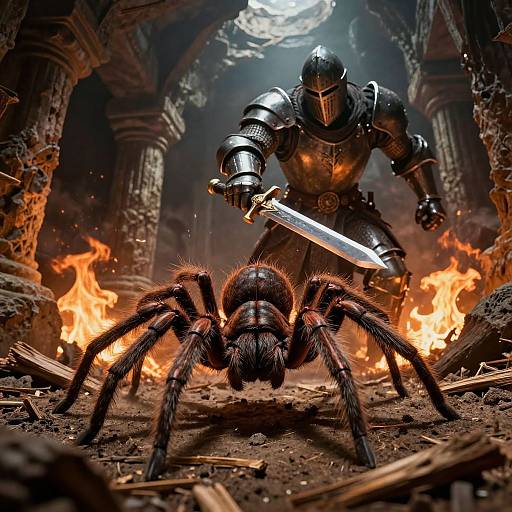 Epic Chibi Knight vs Hairy Spider