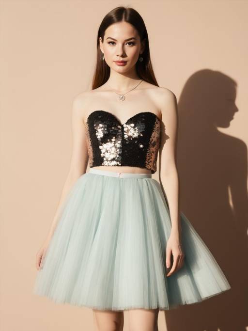 Chic Cocktail Dress with Sequins and Tulle