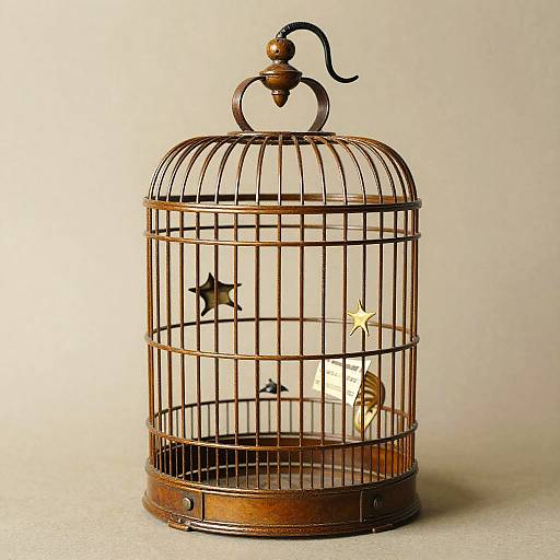 Antique Surreal Birdcage with Stars