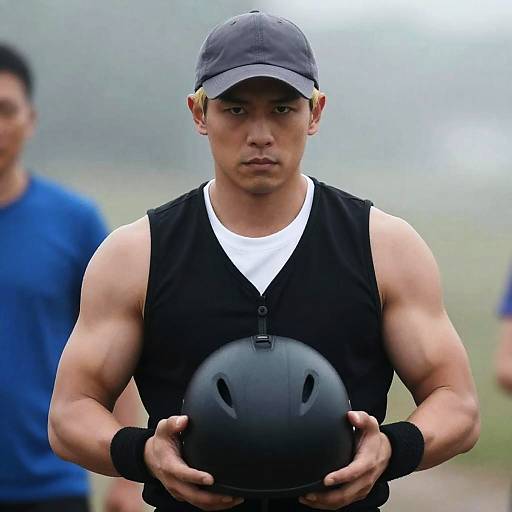 Intense Portrait of a Muscular Man