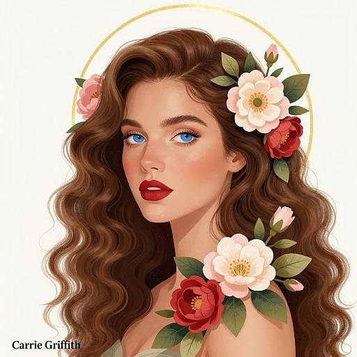 Fantasy Portrait of a Florally Adorned Woman