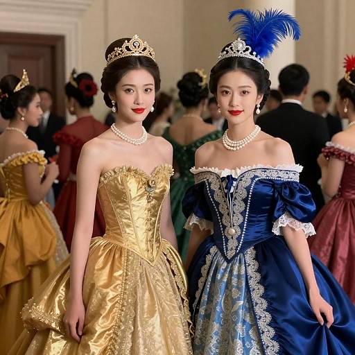 Elegant Women in Elaborate Costumes