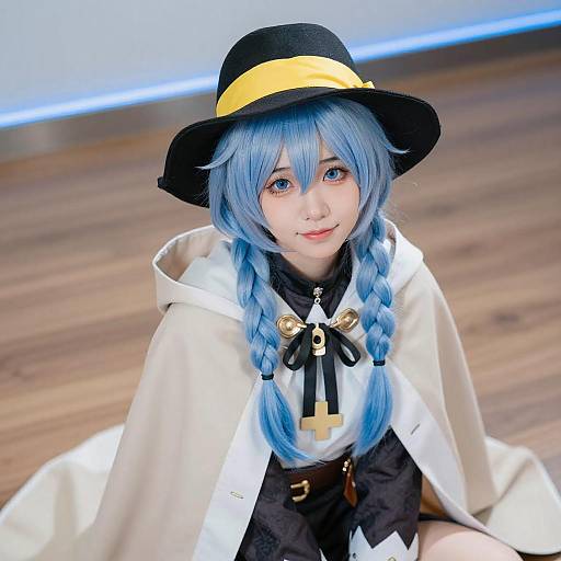 Portrait of Young Woman with Blue Hair