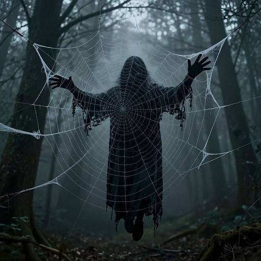 Haunting Spectral Figure in Spiderweb