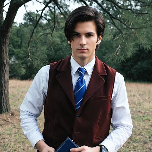 Man in Red Vest and Blue Necktie Outdoors